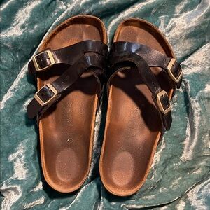 Birkenstock Black Patent Double Strap Sandals 39